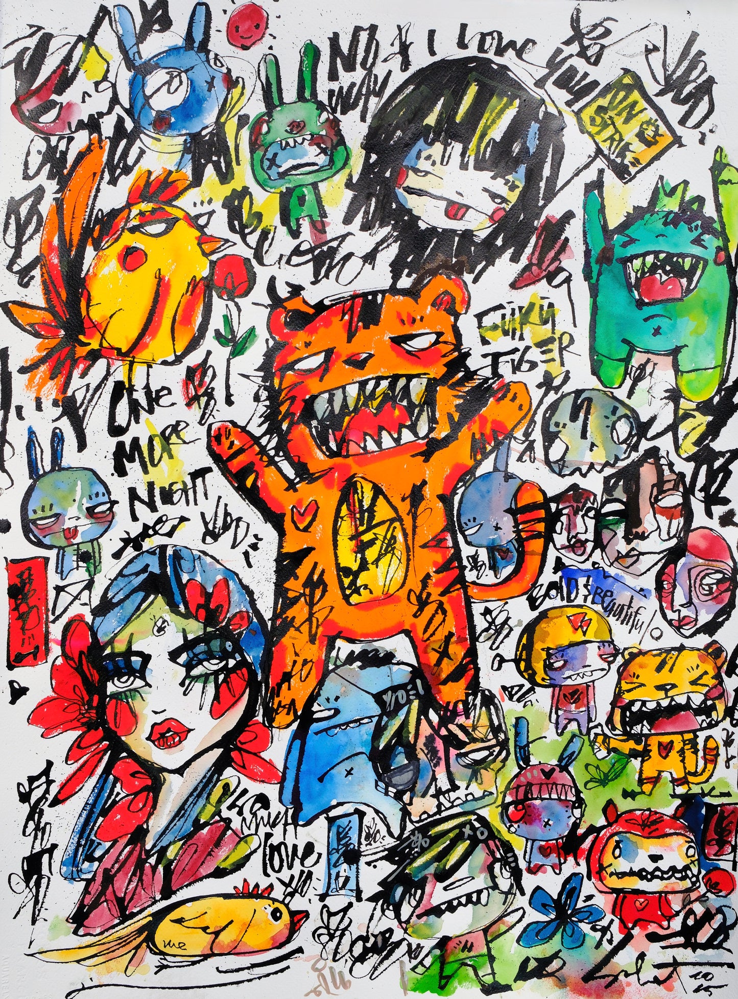 Fūkū Tiger Buster by Sabet Premium Canvas Print