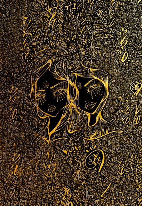 Lovescript Twin Hearts 2021 Sabet Canvas Print