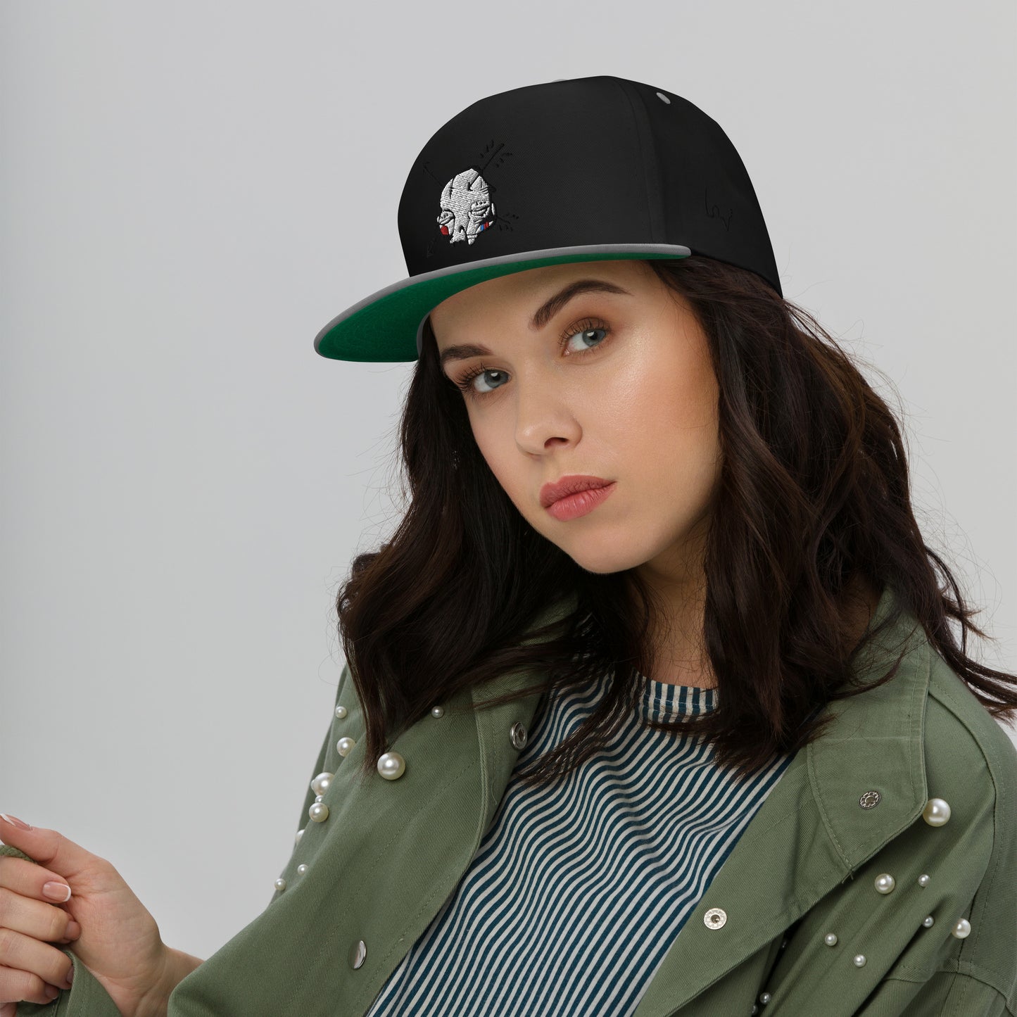 Sabet Skull 5-Panel Flat Bill Snap-Back Cap
