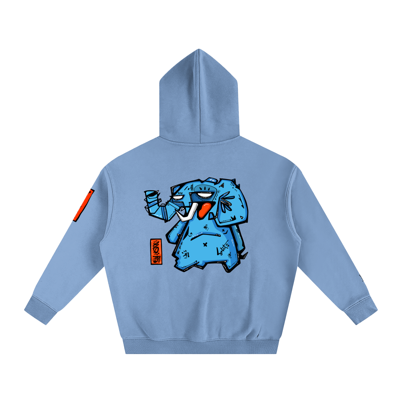 Fanta Blue Oversized Fleece Hoodie