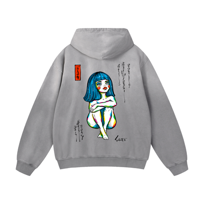 Limited Edition Bloom Heart by Sabet Signature Premium Unisex Heavyweight Sunfade Oversized Hoodie