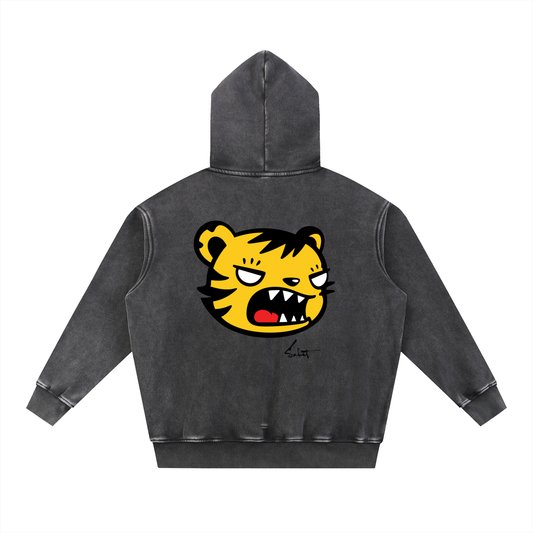 Fūkū 福 Tiger Oversized Vintage Hoodie