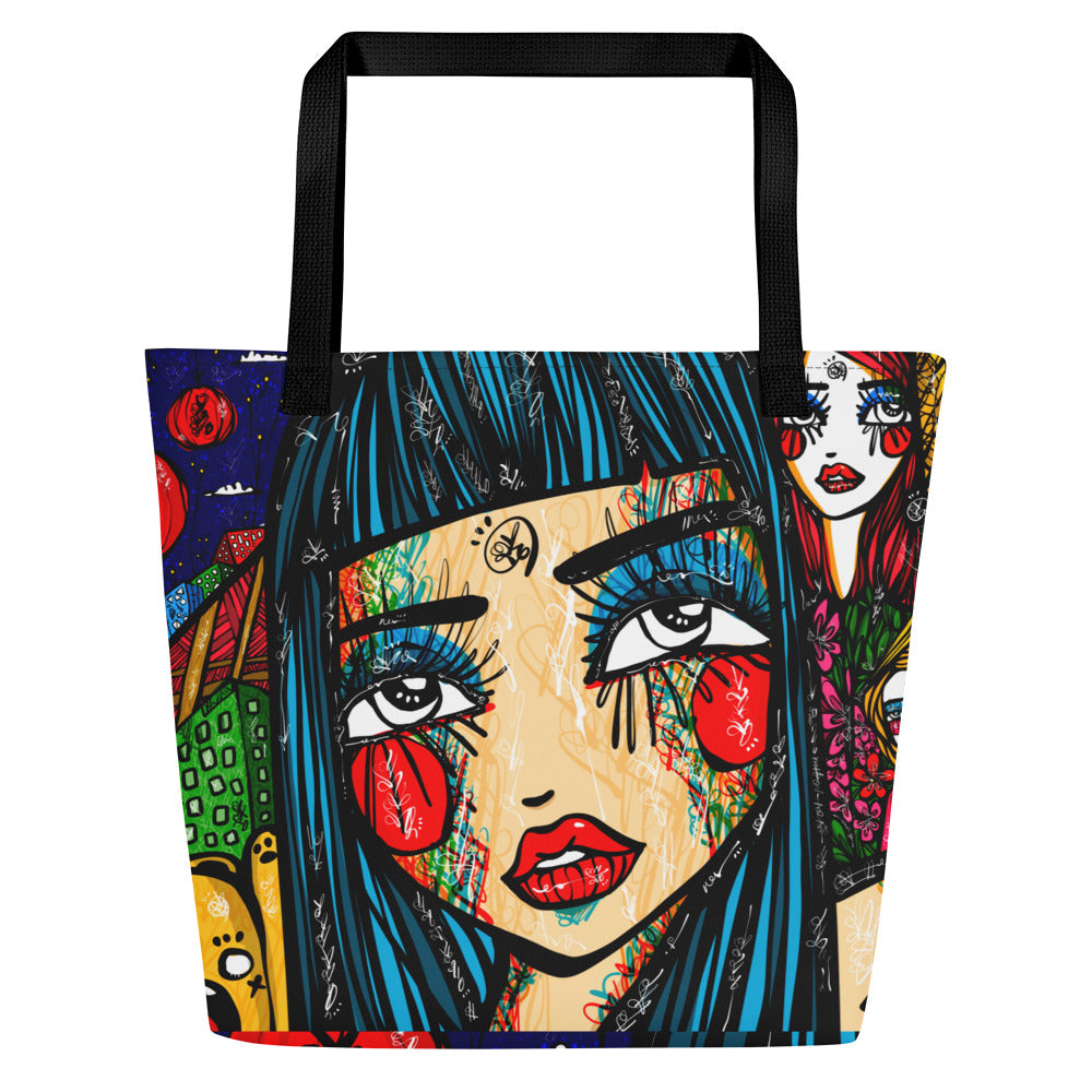 Super Star Tokyo by Sabet Large Tote Bag