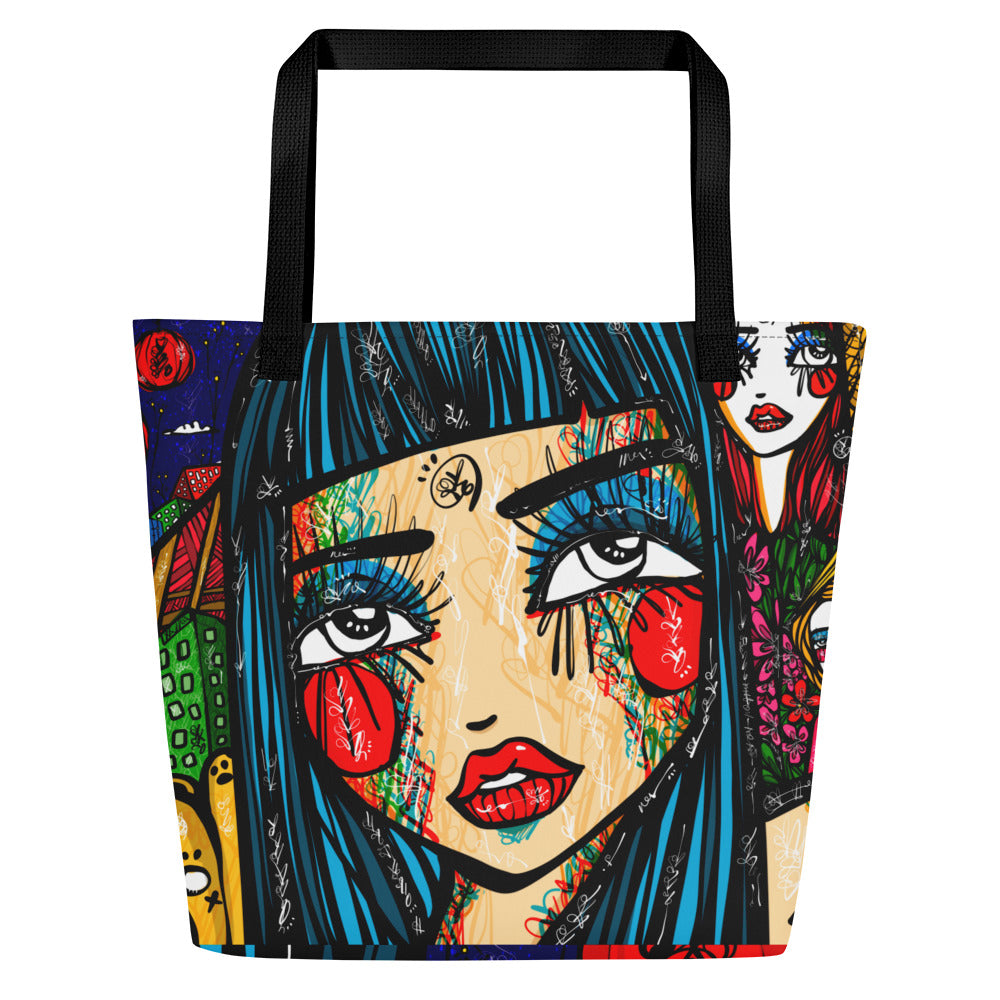 Super Star Tokyo by Sabet Large Tote Bag