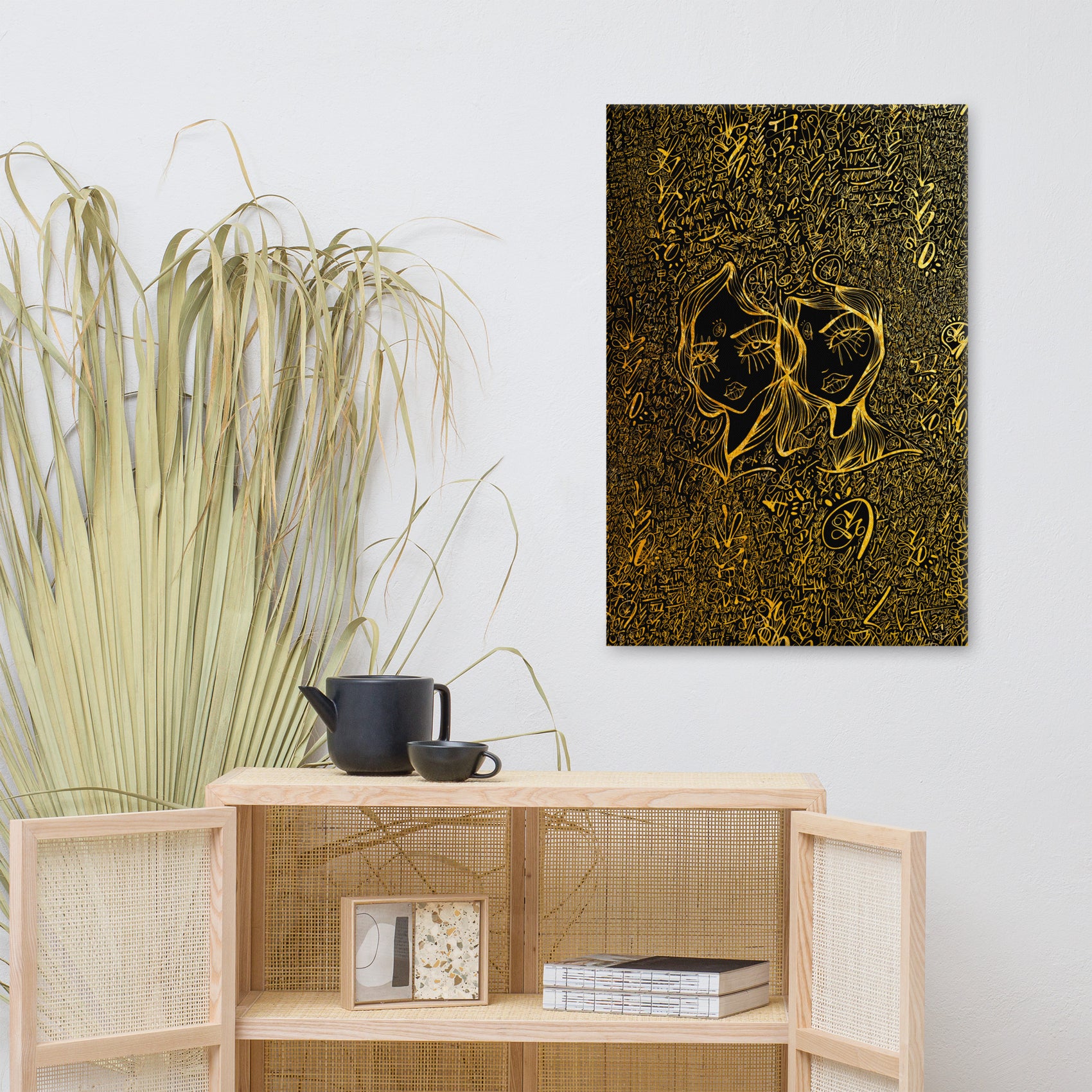 Lovescript Twin Hearts 2021 Sabet Canvas Print