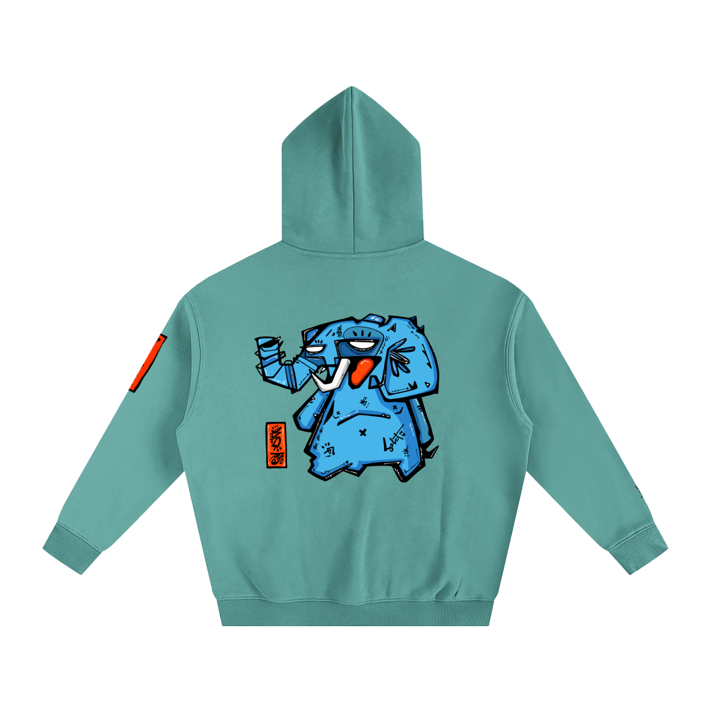 Fanta Blue Oversized Fleece Hoodie