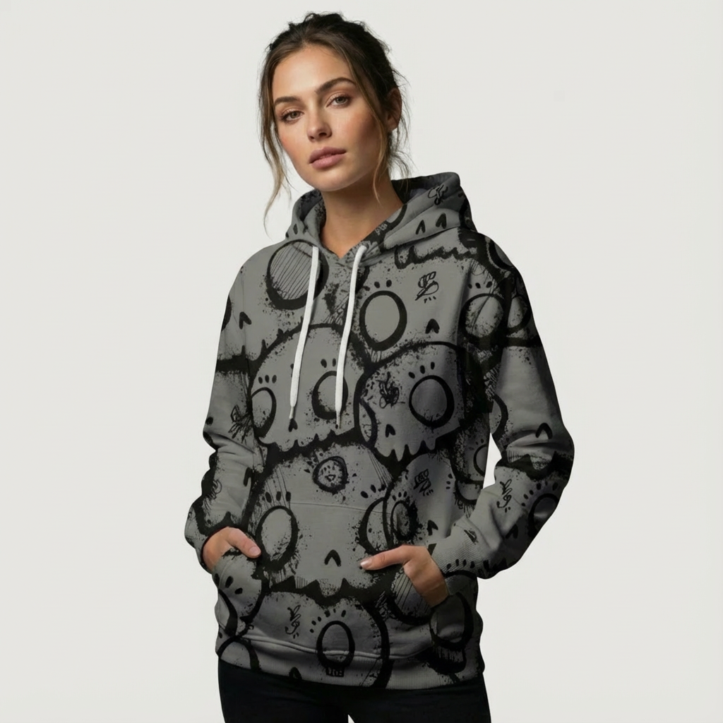 Limited Edition Skully Hush Dark Mode by Sabet Premium Cotton Unisex Hoodie