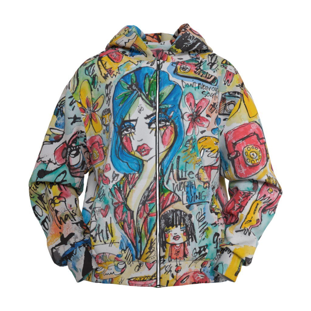 A Life Worth Living Oversized Zipper Hoodie