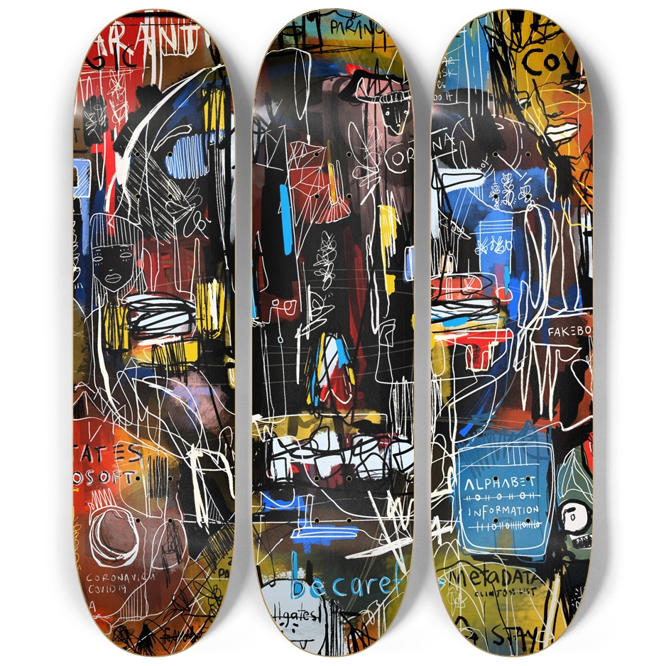 Quarantine Magic Skate Triptych Wall Art