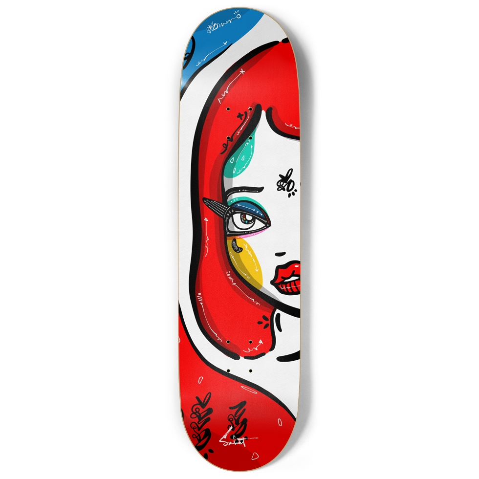 RED HEARTS SKATE DECK WALL ART